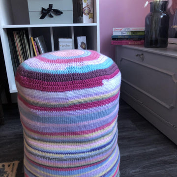 Scrappy Crochet Footstool