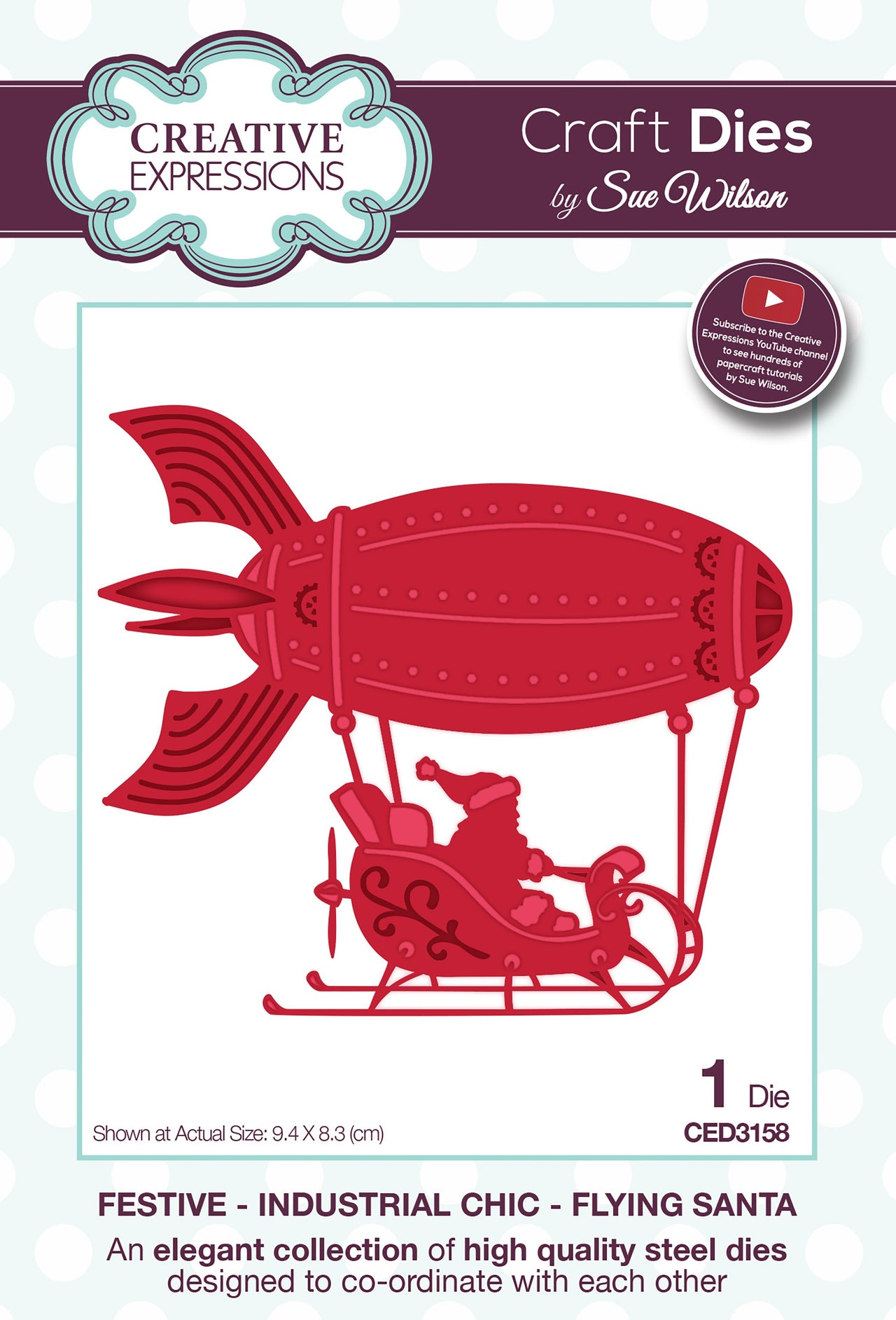 Creative Expressions Festive Craft Dies By Sue Wilson - Industrial Chic-Flying Santa
