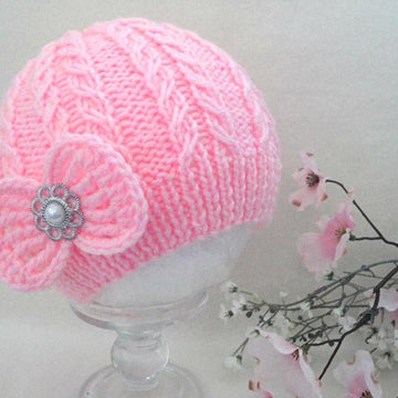 Knitting PATTERN Baby Hat with Crochet Bow 0 - 12 months