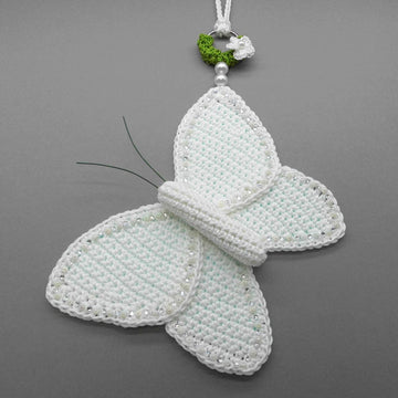 Butterfly hanging decoration - simple made from scraps of yarn