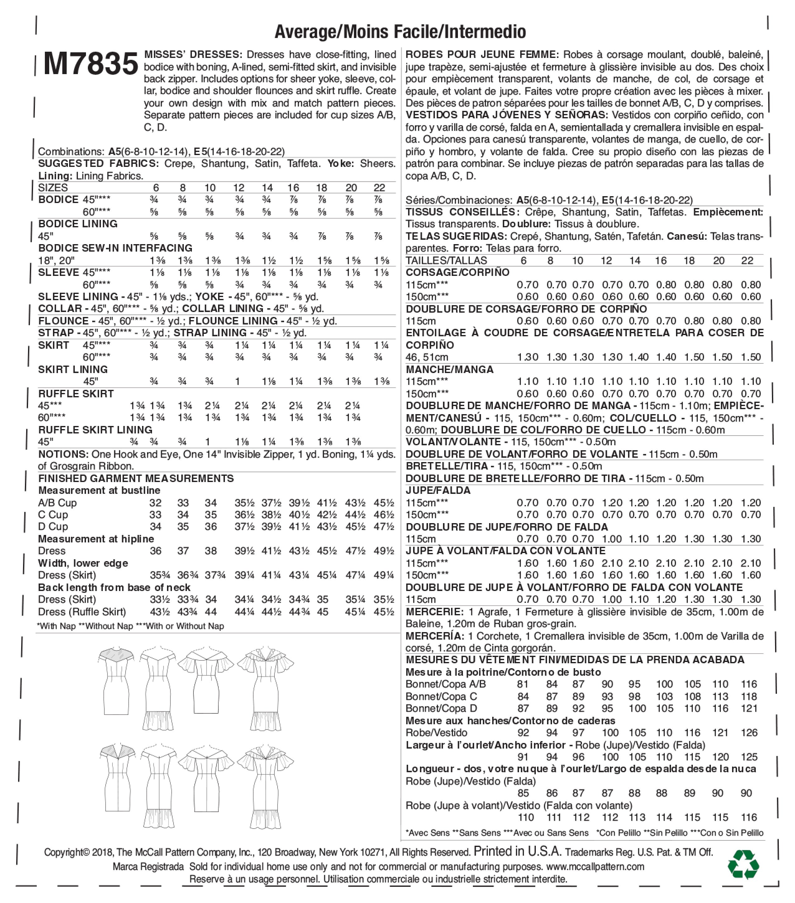 McCall's Misses' Dresses M7835 - Sewing Pattern