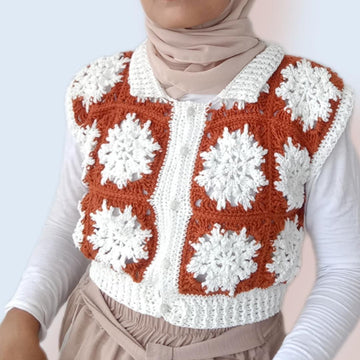 Sunshine in Winter Snowflake Squares Vest