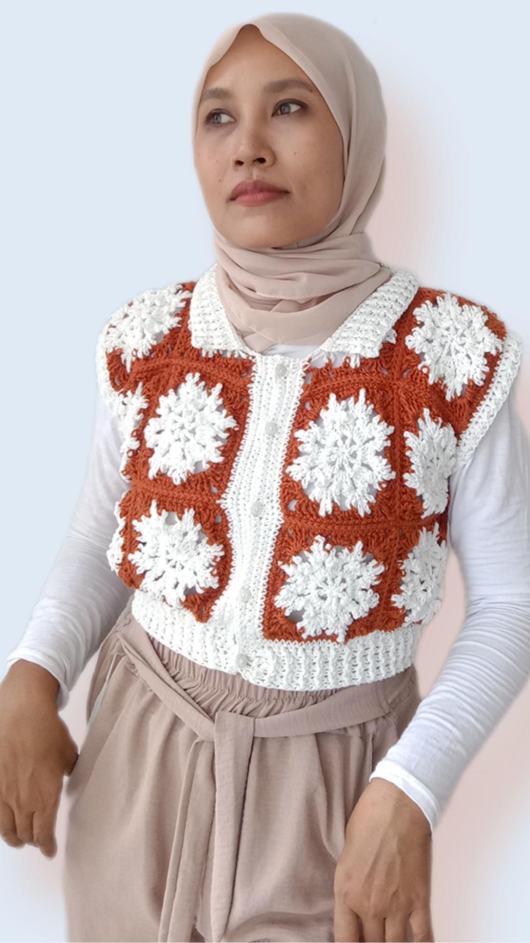 Sunshine in Winter Snowflake Squares Vest