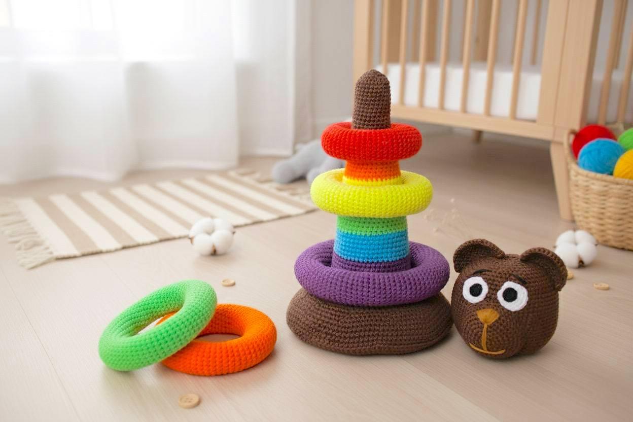 Rainbow Bear stacking rings toy
