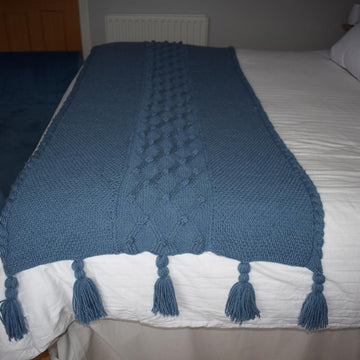 The Winter Blues Aran Blanket/Bed Runner