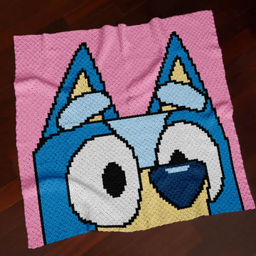 Bluey Face Pink Heeler Blanket Puppy Throw Cattle Dog Crip C2C CROCHET PATTERN