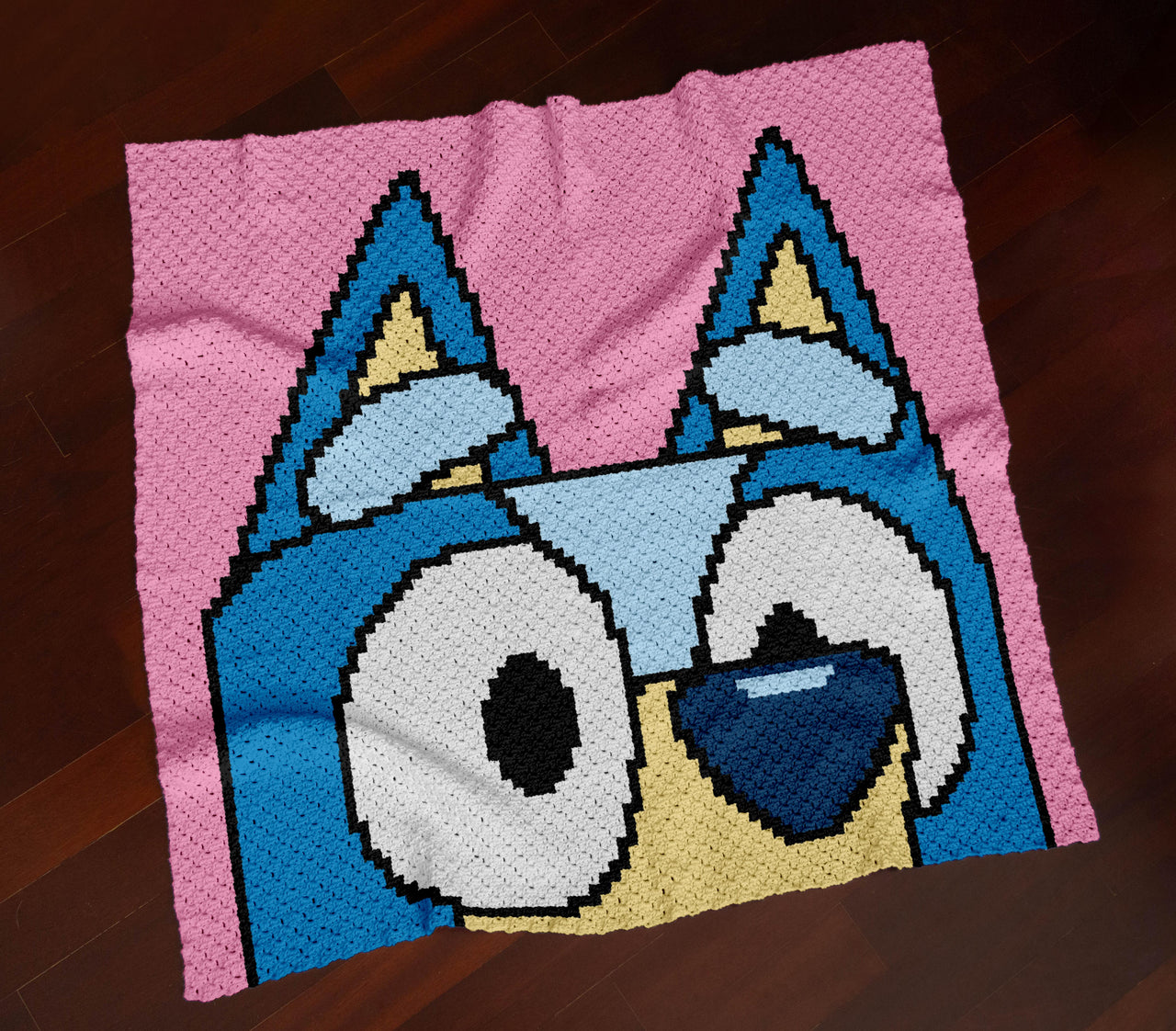 Bluey Face Pink Heeler Blanket Puppy Throw Cattle Dog Crip C2C CROCHET PATTERN