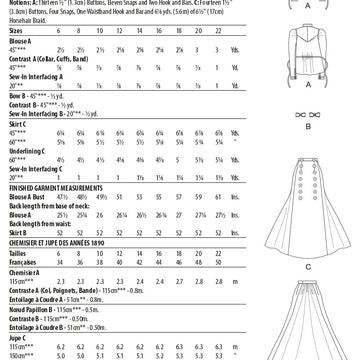 McCall's 1890s Blouse and Skirt M8231 - Sewing Pattern