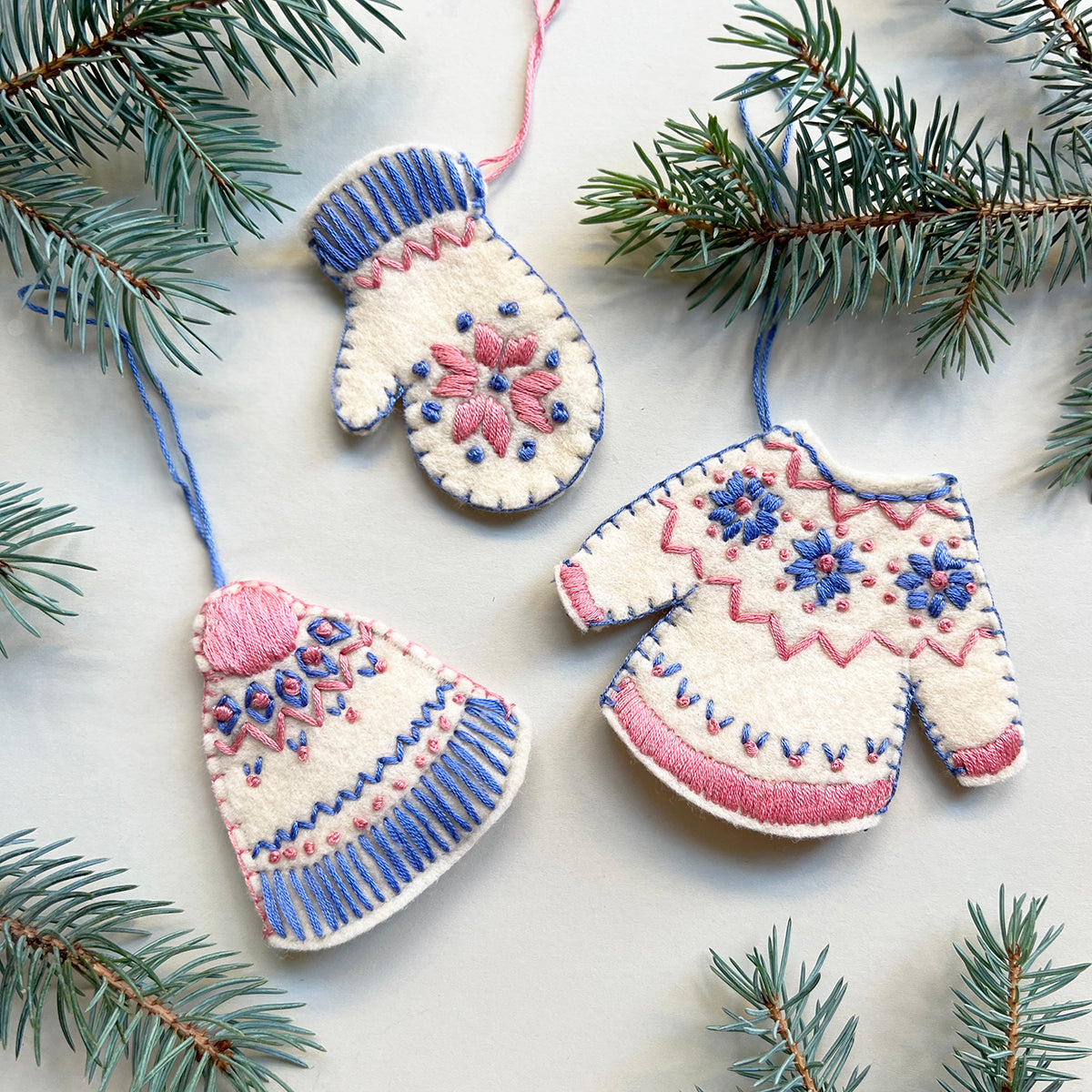 The Make Box 3 Fairisle Felt Decorations Needle Felting Kit - 24x11.4x2