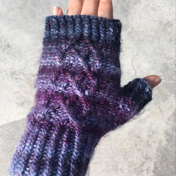 Twisted Rib with Cable Fingerless Gloves