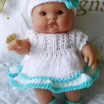 Berenguer Dolls Knitting pattern, 5 & 8 " Dress, Headband and Shoes