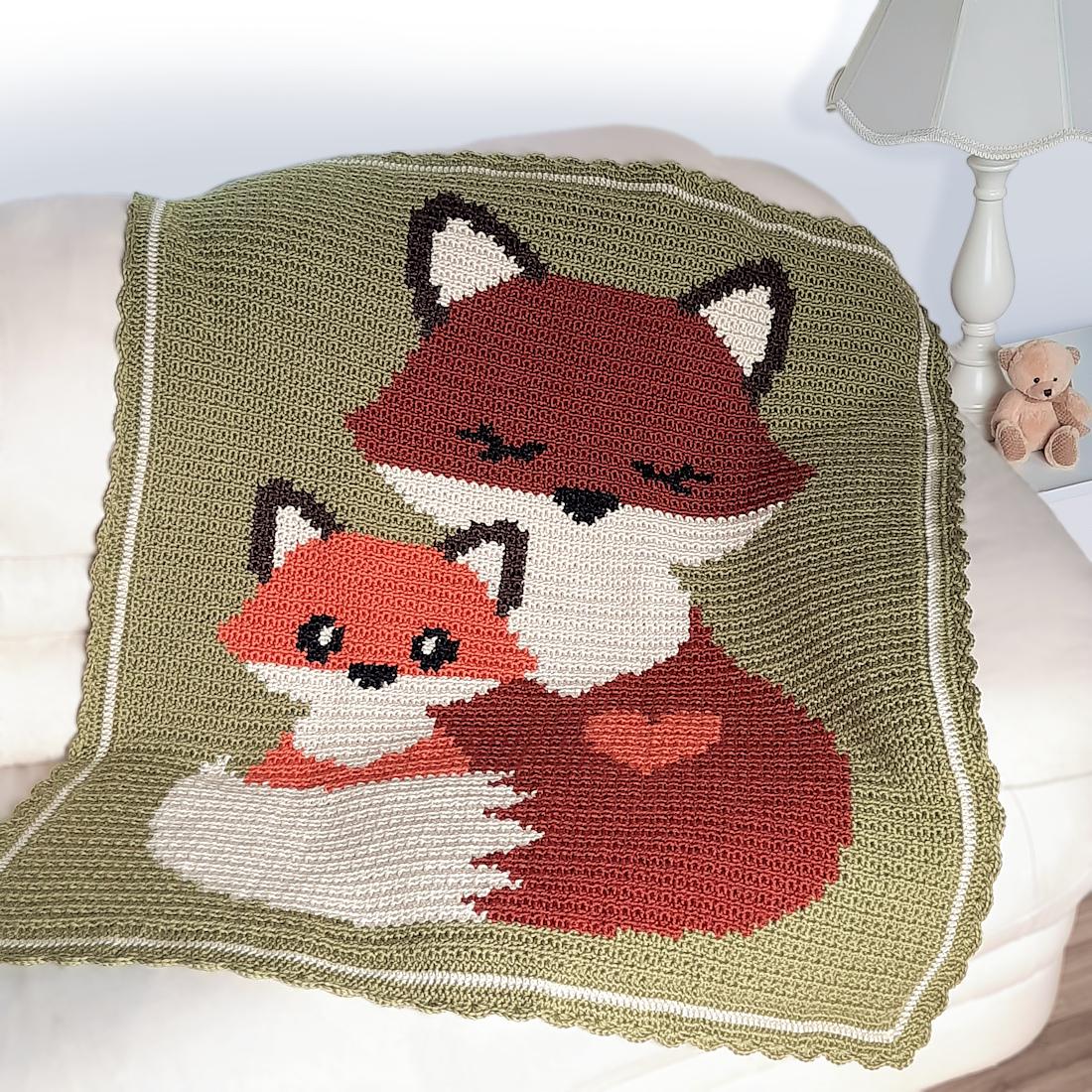 Baby and Mama Fox Blanket
