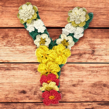 Flower letter Y crochet applique pattern