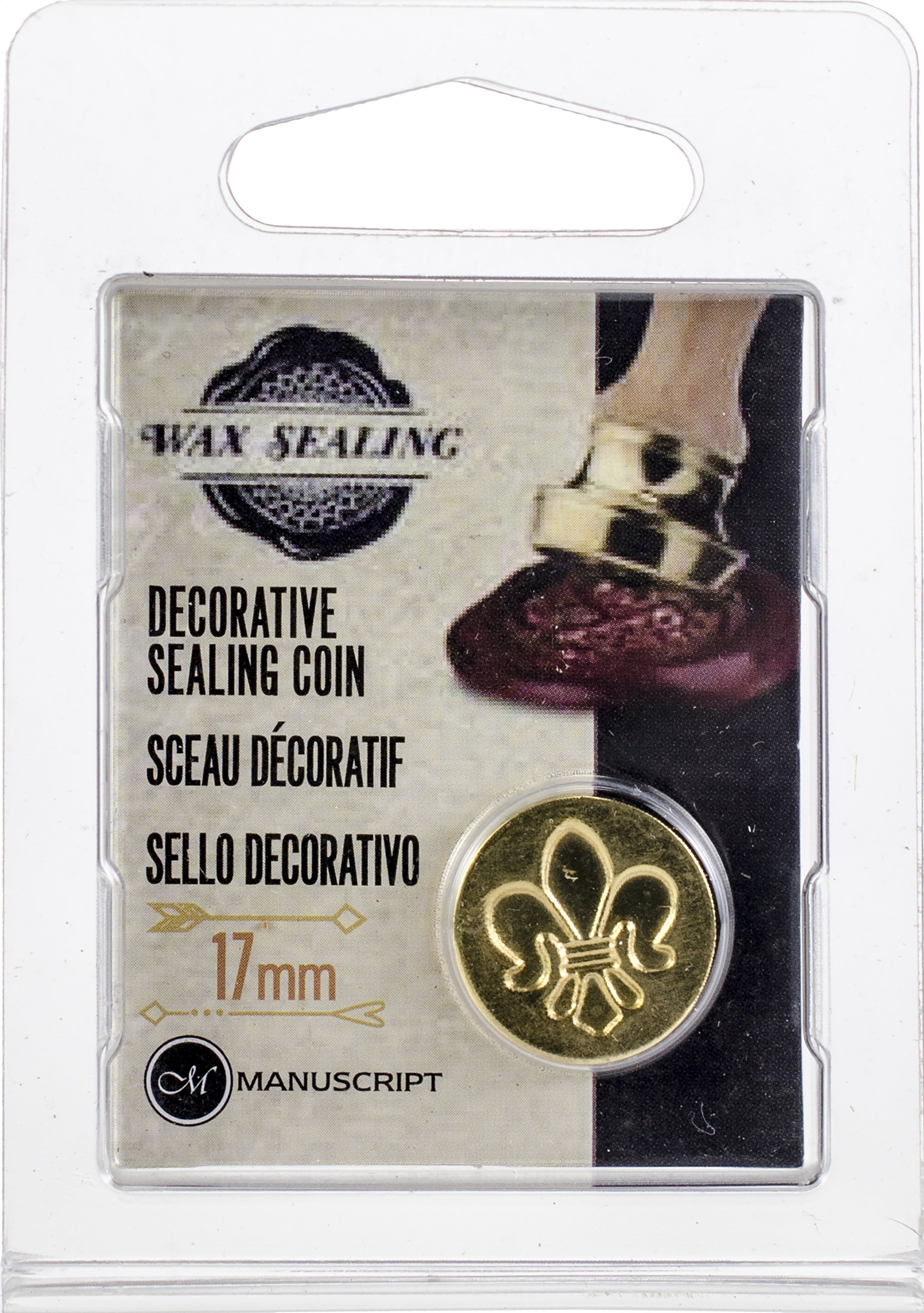 Manuscript Pen Manuscript Decorative Sealing Coin .75" - Fleur De Lys
