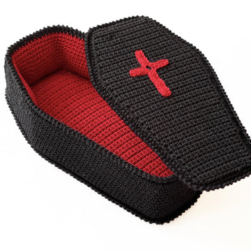 Dracula coffin bed Crochet casket Vampire bat Trick or treat box Halloween Decorations Crochet pattern