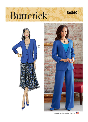 Butterick Misses' and Women's Jacket, Skirt and Pants B6860 - Sewing Pattern