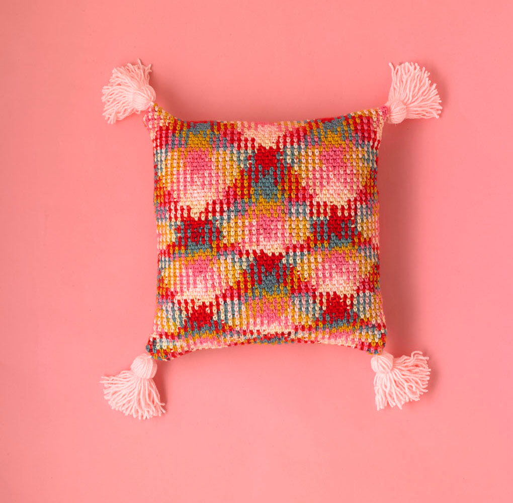 Amateur Argyle Cushion - Free Crochet Pattern For Home in Paintbox Yarns Chunky Pots