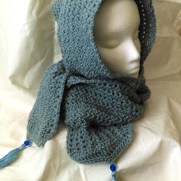 Frosty Hooded Scarf with Tassel