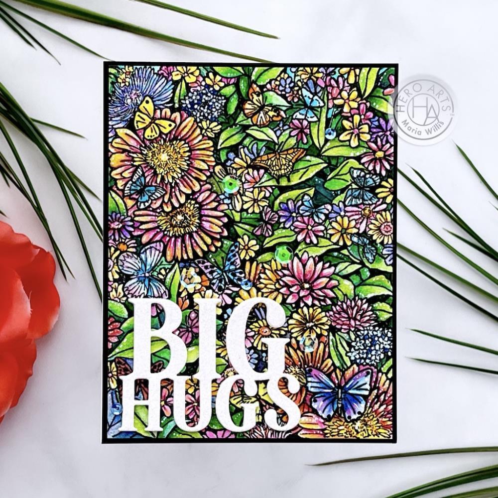 Hero Arts Cling Stamp 4.6"X5.88"-Butterfly Garden Background