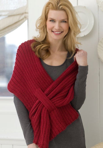 Ribbed Slit Shawl in Red Heart Soft Solids - WR2158
