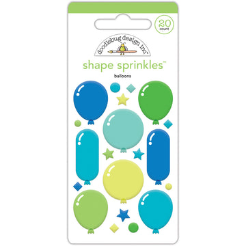 Doodlebug Sprinkles Adhesive Glossy Enamel Shapes - Balloons, 20/Pkg