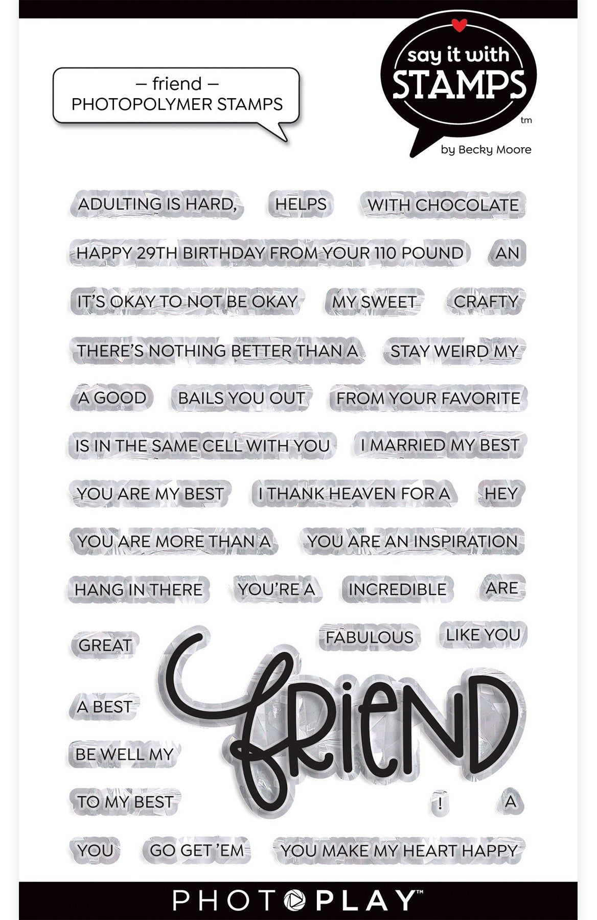 Photoplay Paper PhotoPlay Say It With Stamps Photopolymer Stamps - Friend
