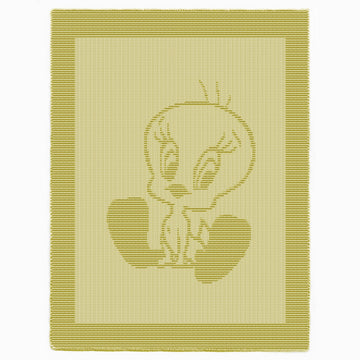 Tweety Bird blanket Knitting Pattern, Knit and Purl only throw, Cute Cartoon Character Looney Tunes motif
