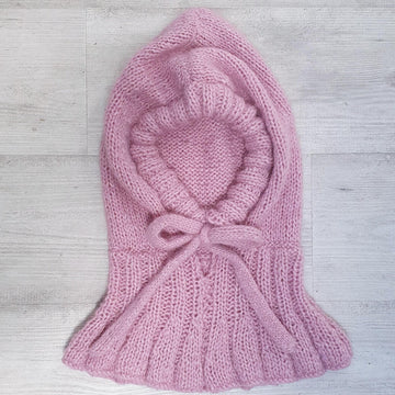 Adult Knitted Hood/Balaclava with Bow