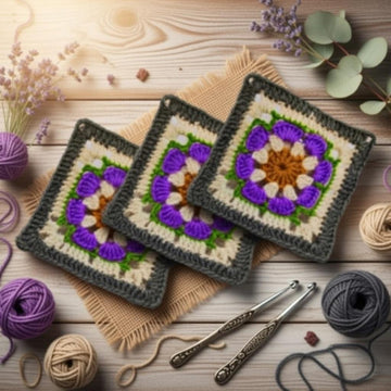 A crochet square motif