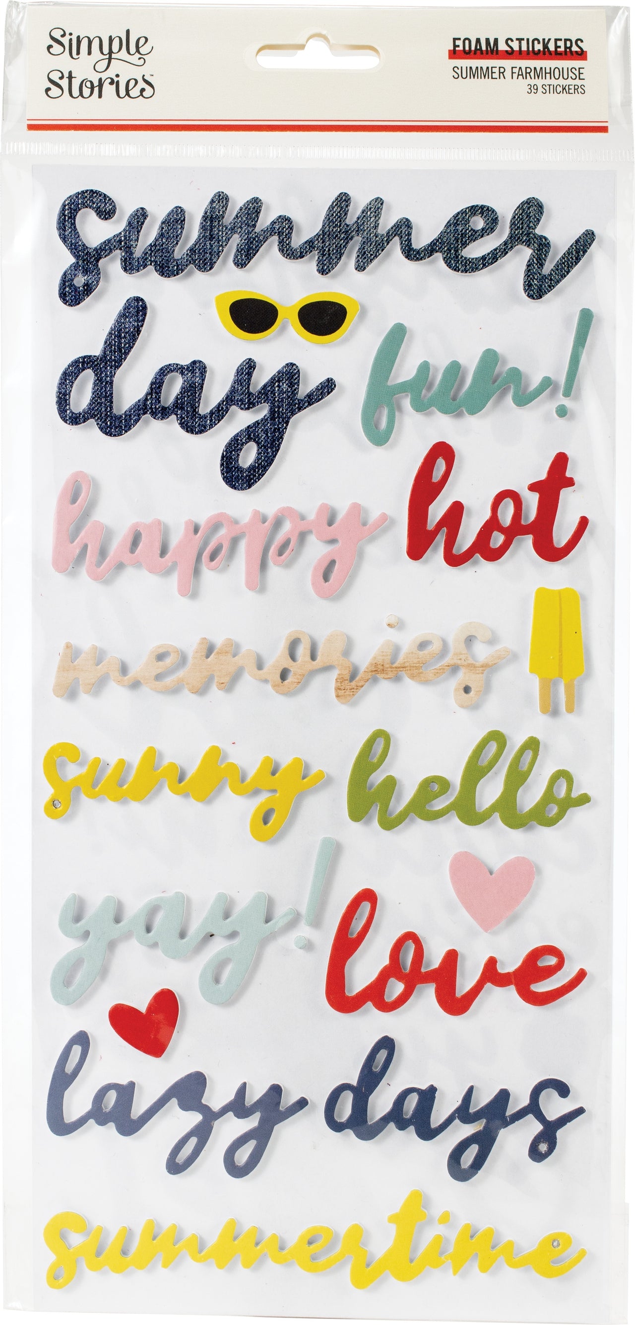 Simple Stories Summer Farmhouse Foam Stickers 39/Pkg - 619783