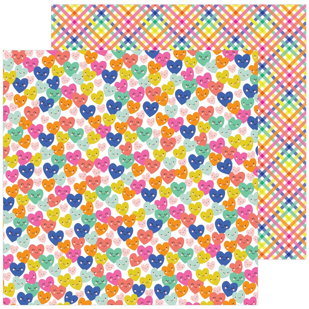 American Crafts Live Life Happy Double-Sided Cardstock 12"X12" 25/Pkg - Smiling Hearts