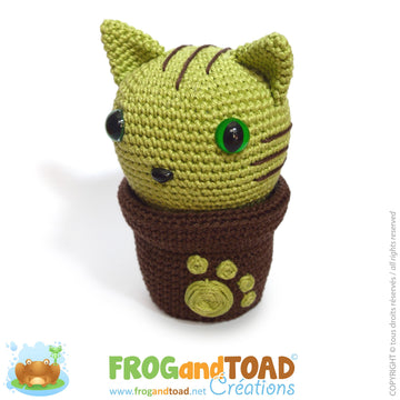 Minty Kitty Cactus - Cat Chat Flower Fleur Desk Pot Plant Deco - Amigurumi Crochet - FROGandTOAD Créations