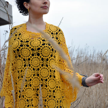 Sunflower crochet poncho tunic