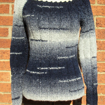 Ribbed Sweater with Wide Scoop Neck