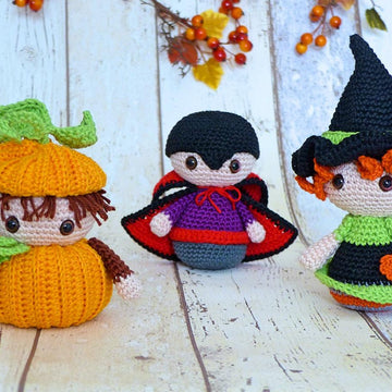 Halloween-Trio: Witch, Pumpkin & Vampire