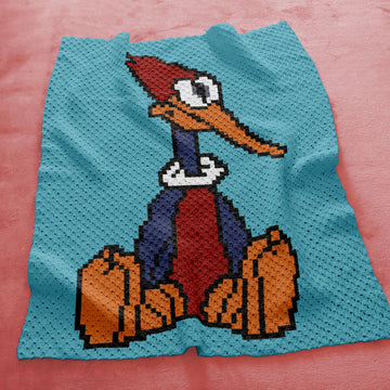 C2C CROCHET PATTERN Woody Woodpecker Blanket Funny Bird Throw Colorwork