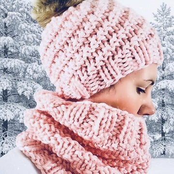 Spiral Snow Bunny Hat and Cowl