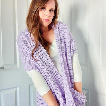 Crochet Lilac Pocket Shawl Pattern