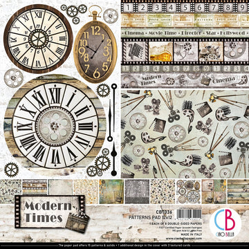 Ciao Bella Double-Sided Paper Pack 90lb 12"X12" 8/Pkg - Modern Times, 8 Designs/1 Each