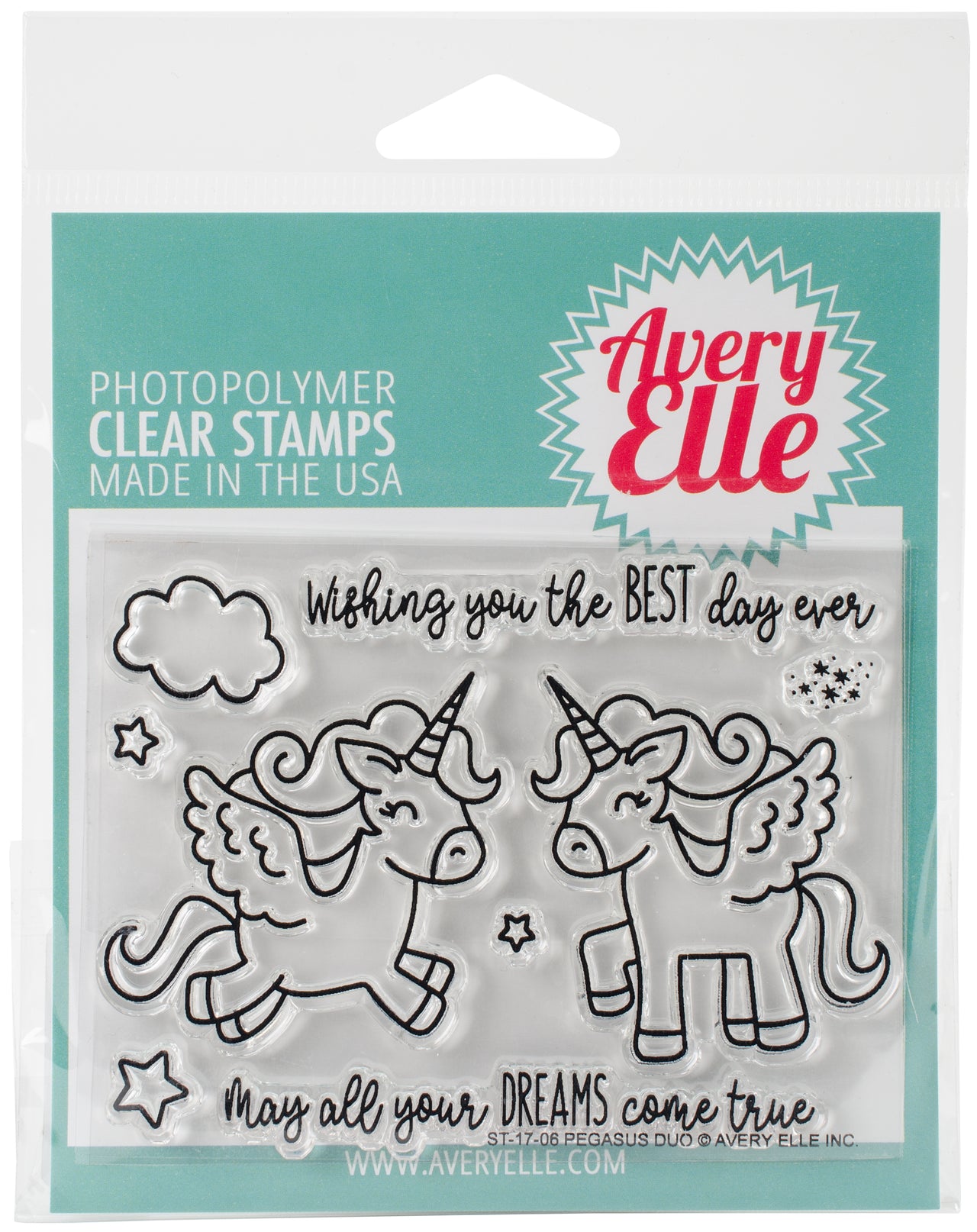 Avery Elle Clear Stamp Set 4"X3" - Pegasus Duo