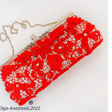Red lace handbag