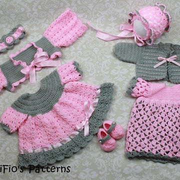 Crochet Pattern baby set UK & USA Terms  #25