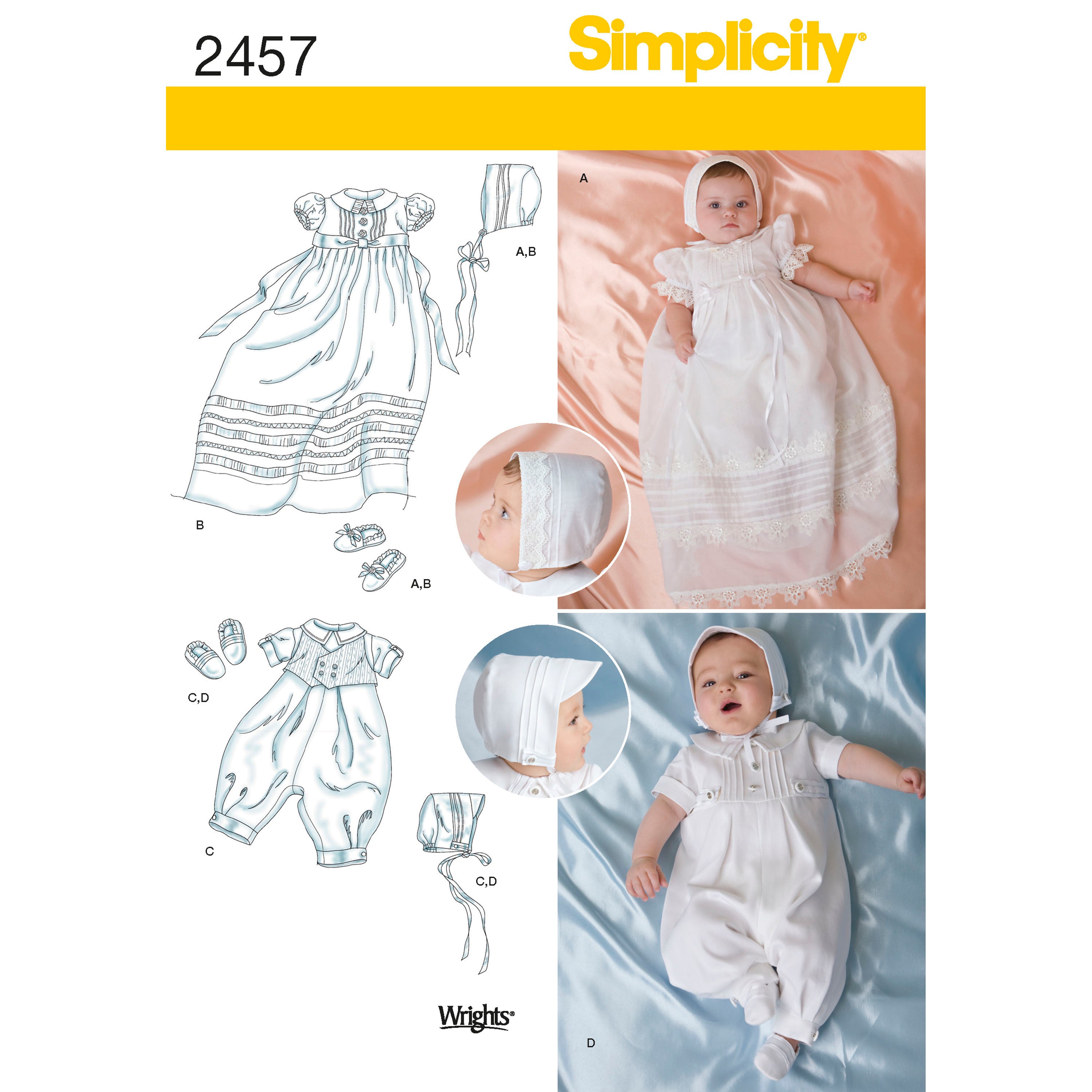 Simplicity Babies' Special Occasion 2457 - Paper Pattern, Size A (XXS-XS-S-M)