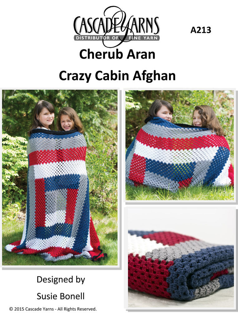 Crazy Cabin Blanket in Cascade Cherub Aran - A213