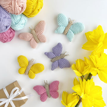 Crochet butterfly keychain pattern Amigurumi keyring bag charm Car mirror hanging decor