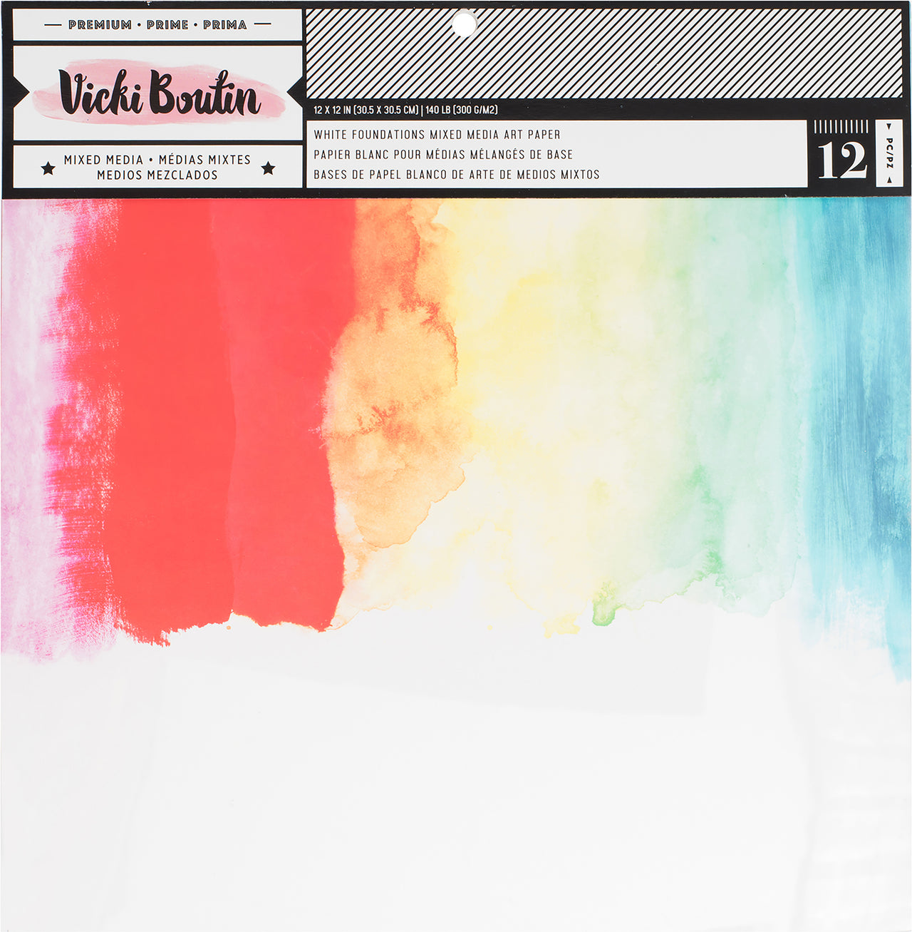 American Crafts Vicki Boutin Mixed Media Foundations Paper 12"X12" 12/Pkg - Smooth White, 140lb