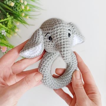 Crochet elephant baby rattle