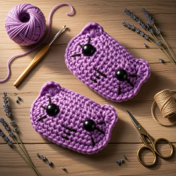 A crochet kitty hair clip