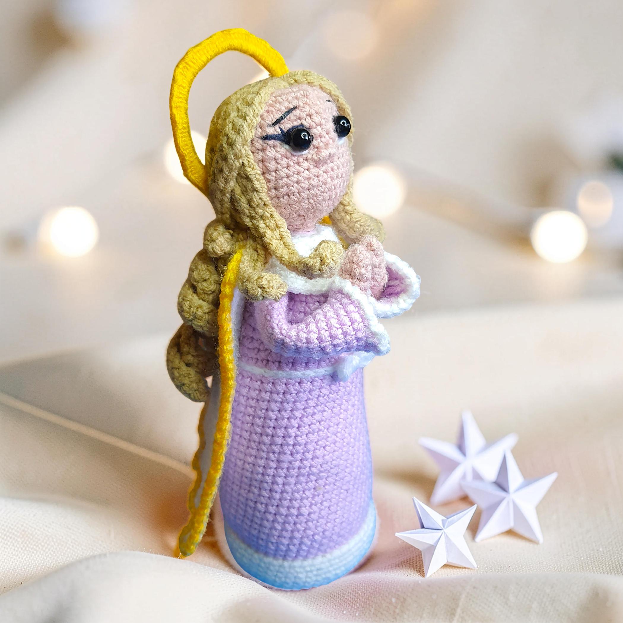 Christmas Guardian Angel Toy Crochet Pattern, Amigurumi Catholic, Baptism Pattern, 9 inch Angel