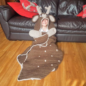 2in1 Woodland Deer Fawn Hooded Blanket Crochet Pattern